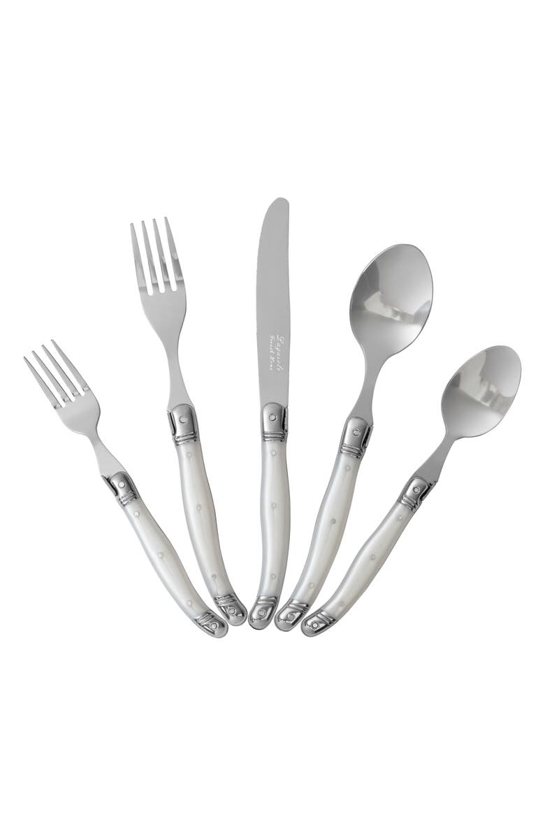 FRENCH HOME Laguiole 20-Piece Flatware Set, Alternate, color, White