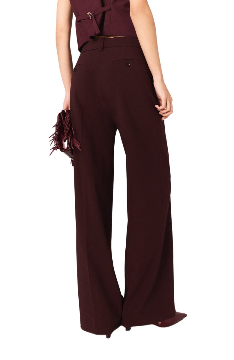 maje Tailored high-waisted suit trousers, Alternate, color, Burgundy