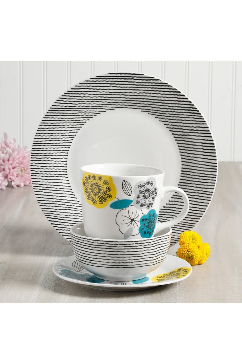 16 Piece Fine Ceramic Dinnerware Set, Alternate, color, White