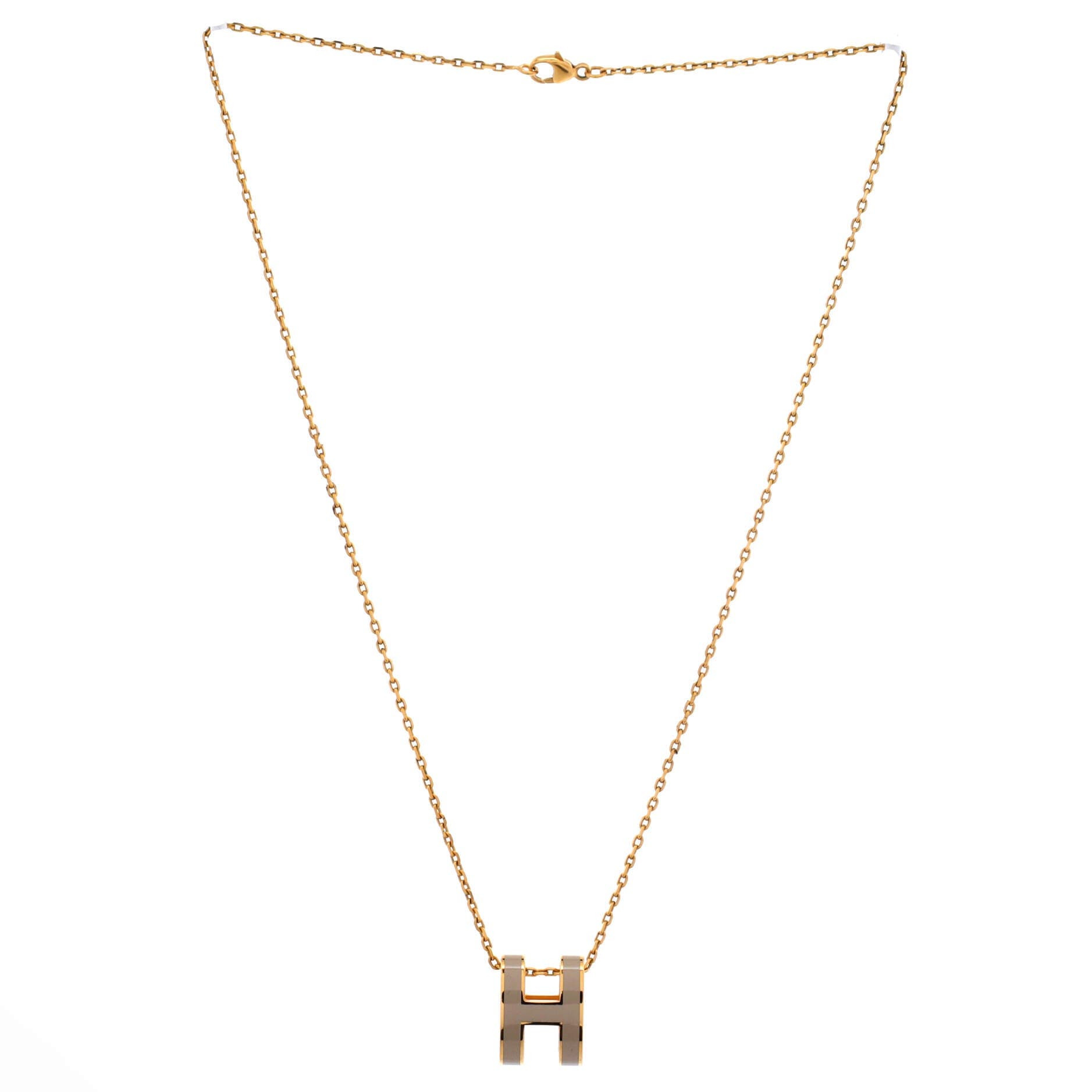 Pop H Pendant Chain Necklace Metal and Enamel, Alternate, color, Gold