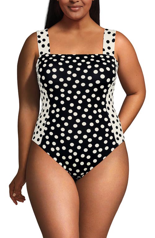 LANDS' END LANDS' END SQUARE NECK HIGH LEG ONE PIECE SWIMSUIT