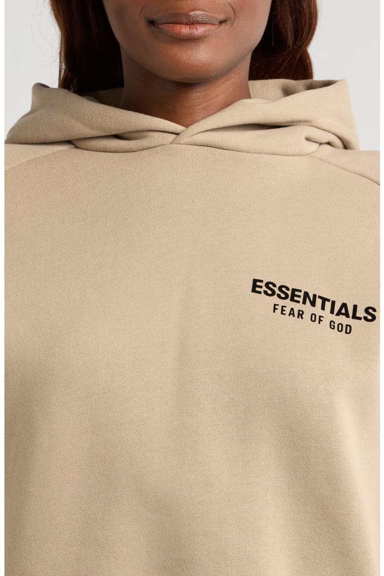 Cotton Blend Fleece Crop Hoodie, Alternate, color, DESERT SAND