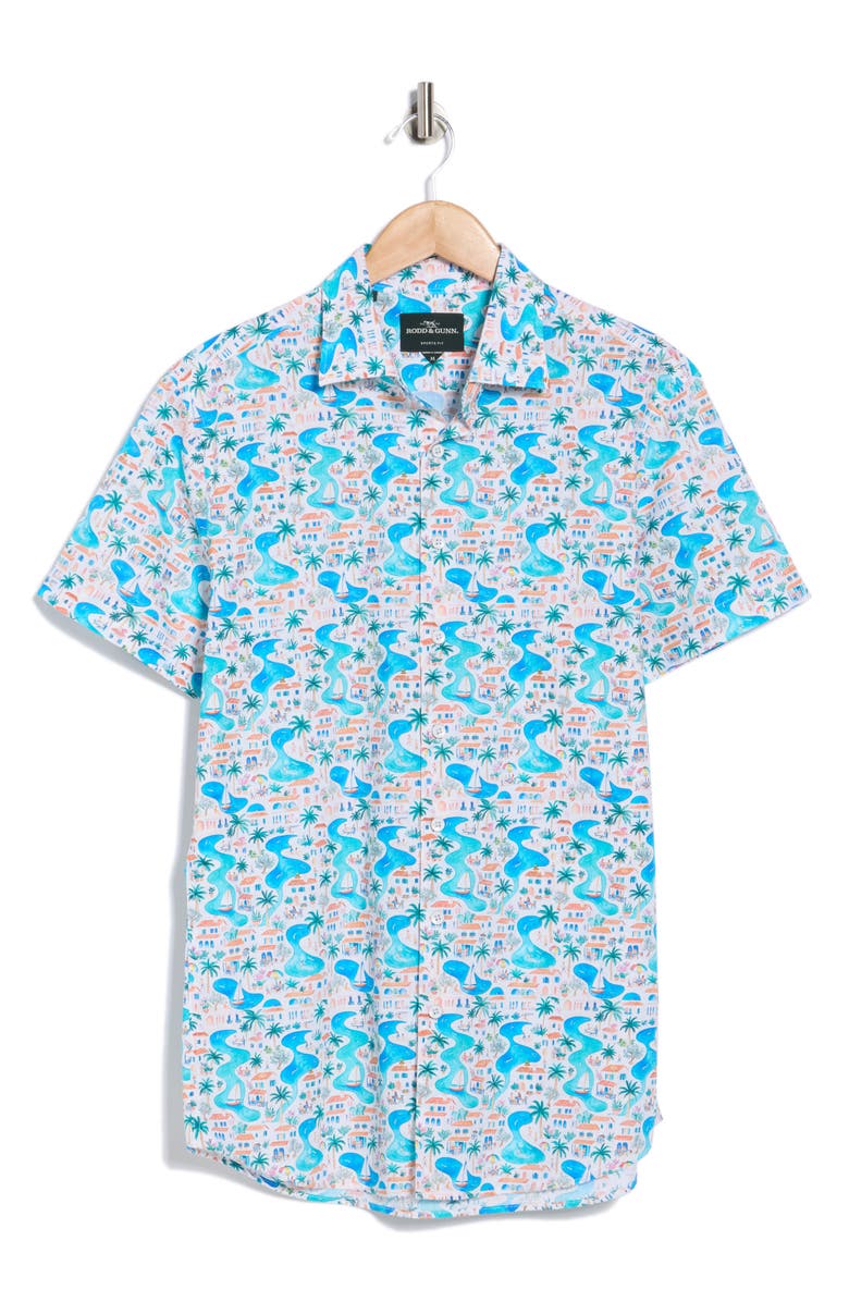 Rodd & Gunn Gap Road Sport Fit Short Sleeve Cotton Button-Up Shirt, Alternate, color, Sky Blue