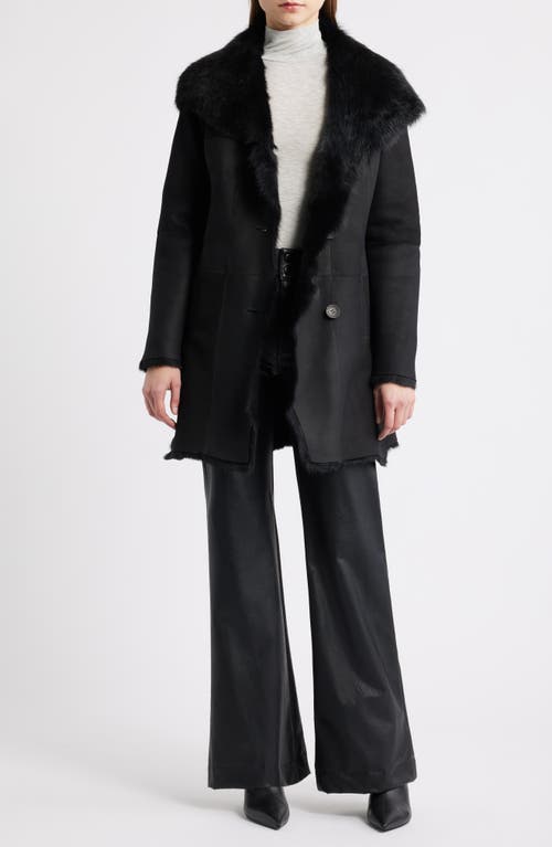 Hiso Desire Geniune Shearling Coat In Black