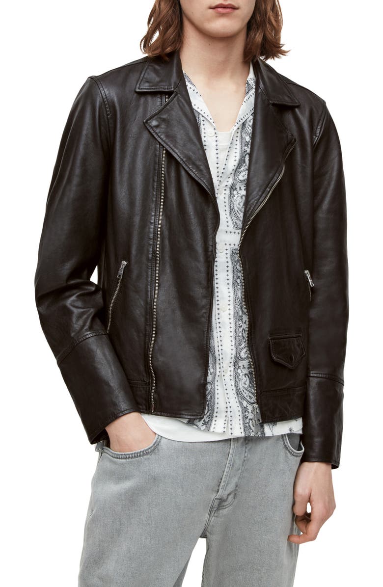 AllSaints Rio Leather Biker Jacket, Main, color, 