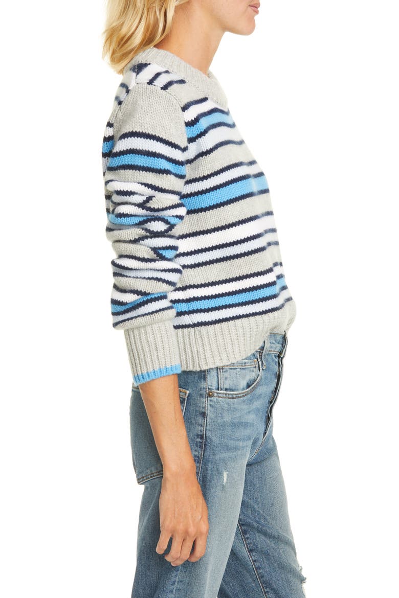 Mini Marin Stripe Wool & Cashmere Sweater, Alternate, color, TONAL BLUE