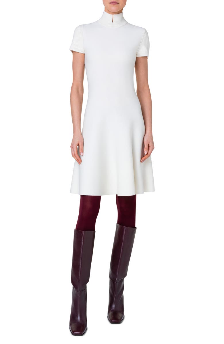 Akris punto Mock Neck Merino Wool Knit Dress, Main, color, 