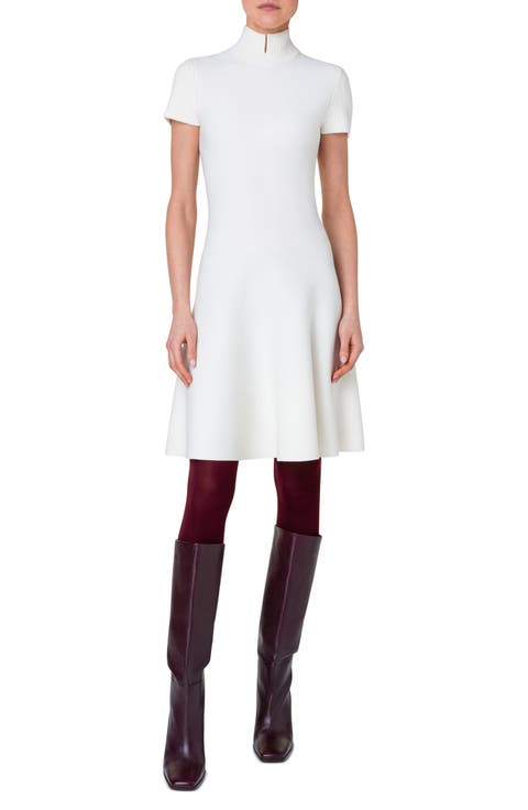 Mock Neck Merino Wool Knit Dress