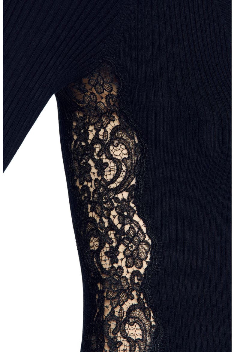 Cardigan with lace panel, Alternate, color, Black