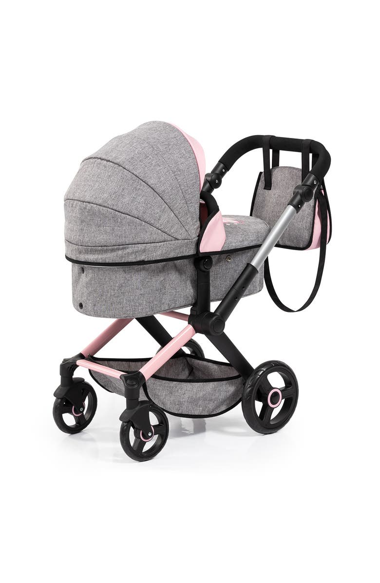 Bayer Design Pram Xeo, Butterfly Grey & Pink For Dolls Up To 20 Inch, Alternate, color, Multicolored