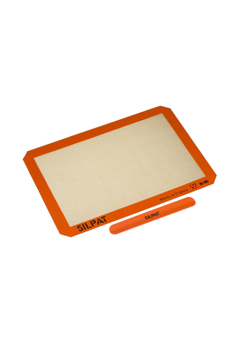 Silpat Premium Non-Stick Half Sheet Size Silicone Baking Mat w/Storage Band, 11-5/8 x 16-1/2, Alternate, color, Orange