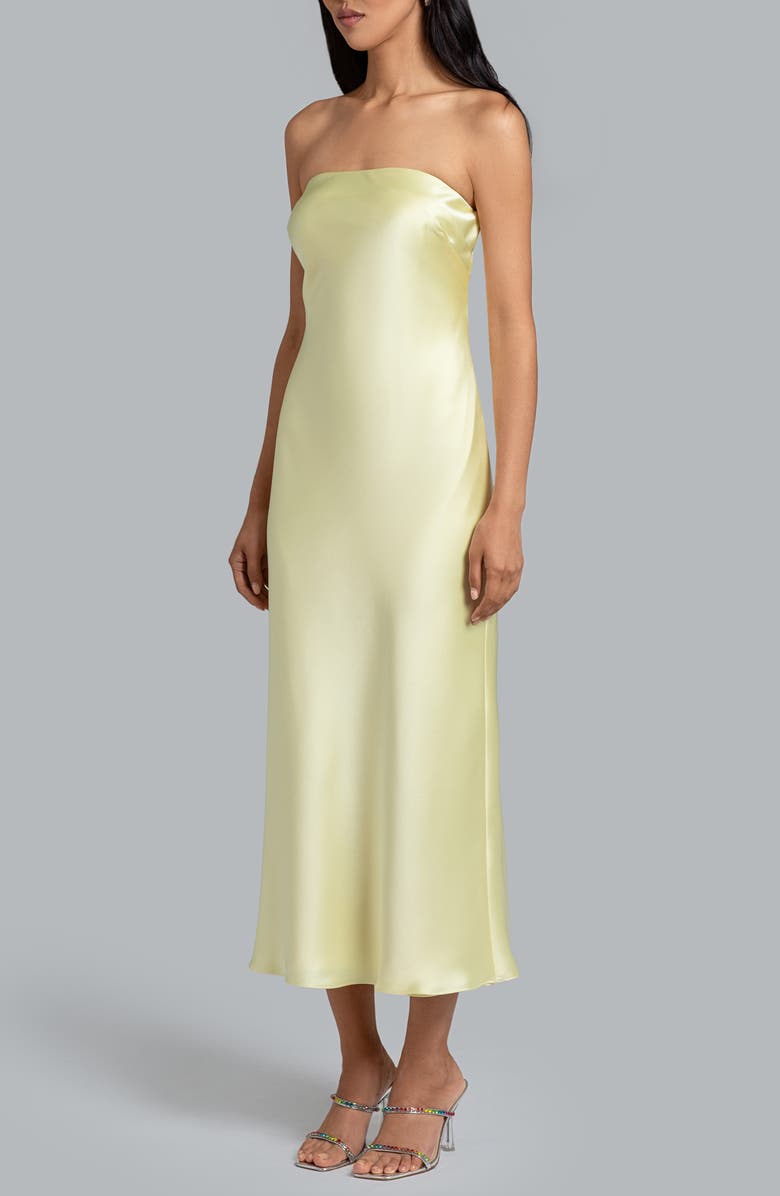 Ghrail Nora Strapless Satin Midi Dress, Alternate, color,