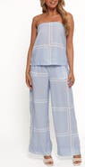 Petal & Pup Ezra Linen Blend Strapless Top & Wide Leg Pants Set