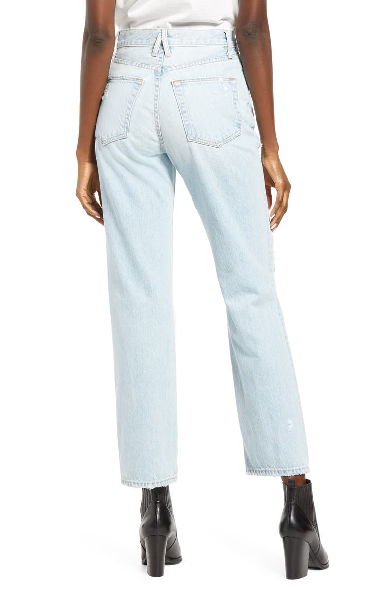 SLVRLAKE London Nonstretch High Waist Ankle Straight Leg Jeans, Alternate, color, 