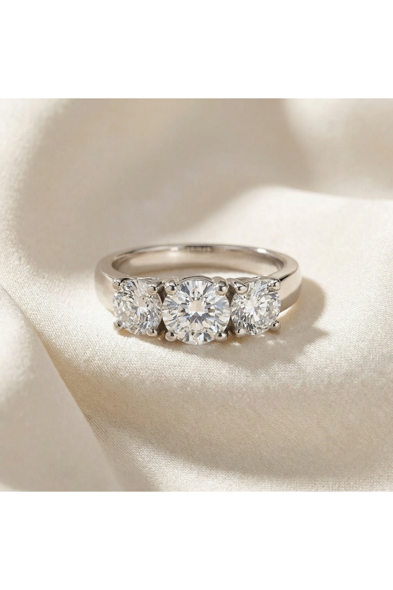 1 3/8ct Three Stone Lab Grown Diamond Engagement Ring 14K Gold, Alternate, color, 14k White Gold