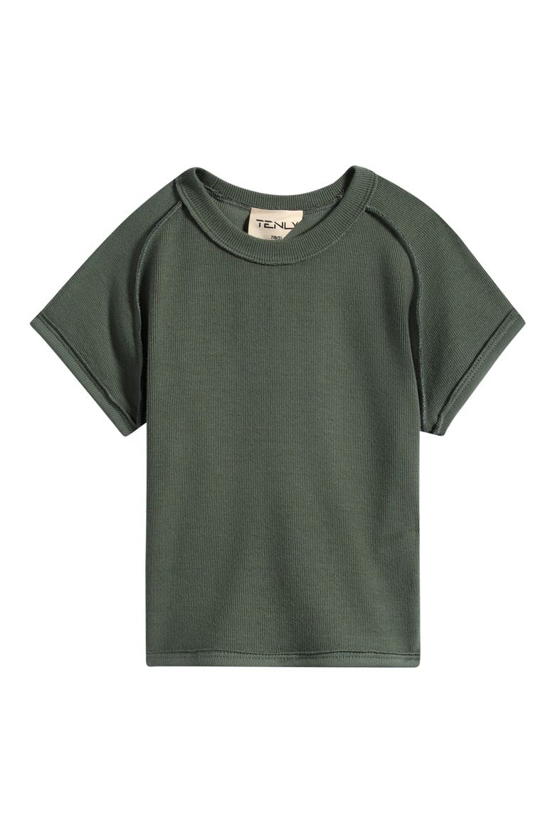 Kids' Rib Cap Sleeve T-Shirt, Main, color, OLIVE