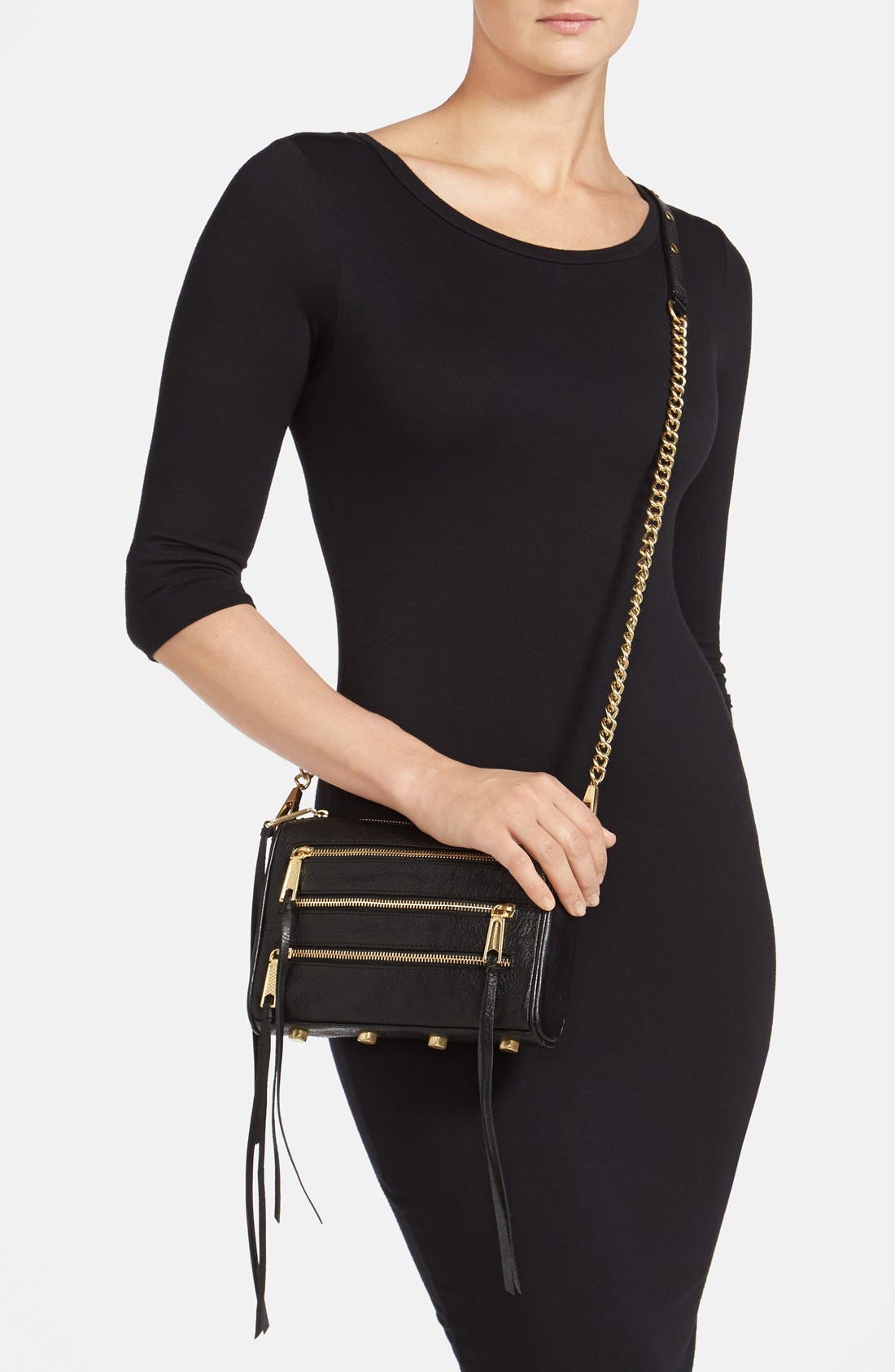 'Mini 5 Zip' Convertible Crossbody Bag, Alternate, color, BLACK