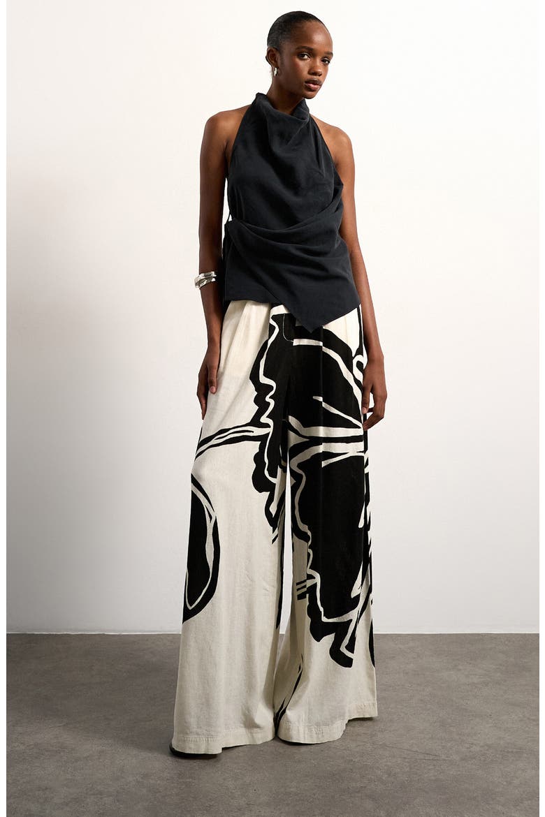 Floral Placement Palazzo Pants, Alternate, color, CREAM