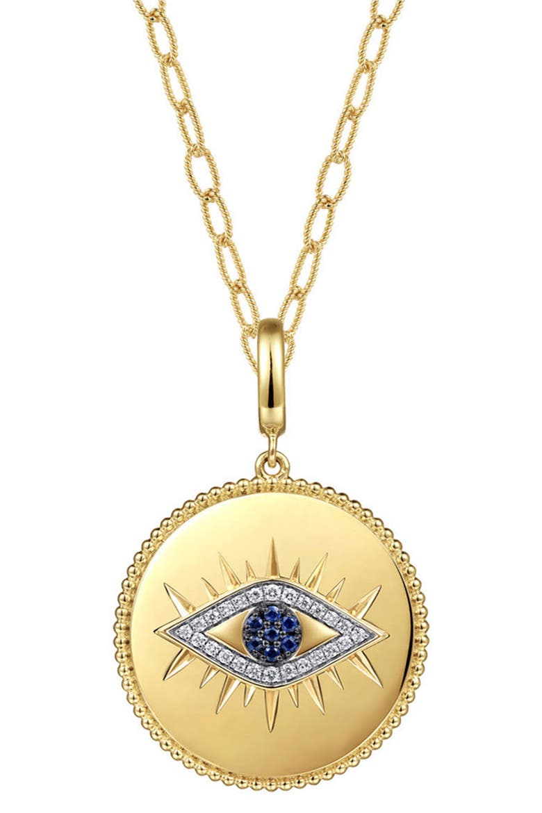 Diamond & Sapphire Evil Eye Charm, Alternate, color, GOLD
