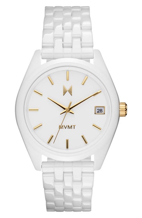 Shop Mvmt Rise Boyfriend Ceramic Bracelet Watch, 36mm In White