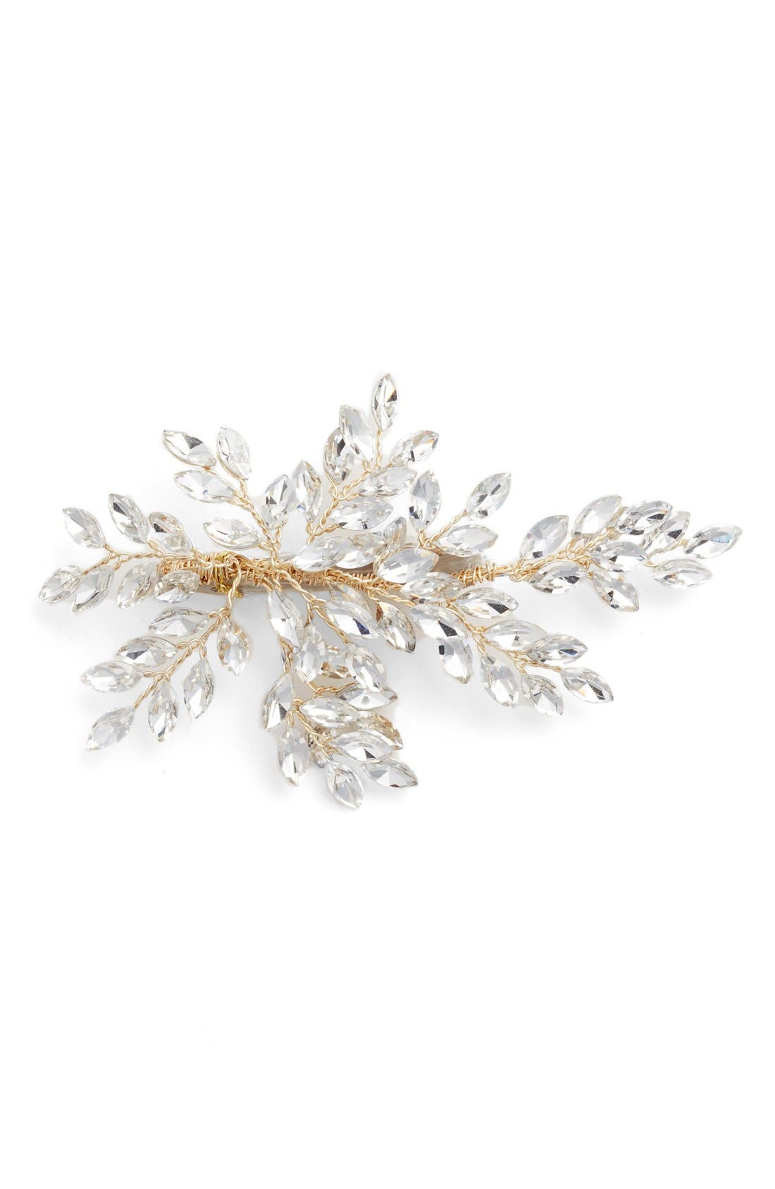 Brides & Hairpins Sahara Crystal Leaf Bendable Hair Clip in Gold 