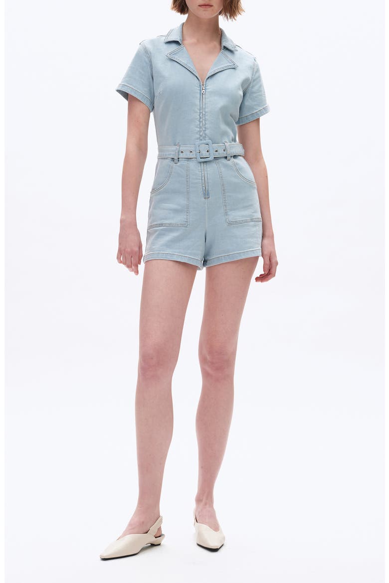 Denim Romper, Main, color, LIGHT BLUE