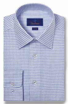 David Donahue Trim Fit Twill Texture Check Dress Shirt