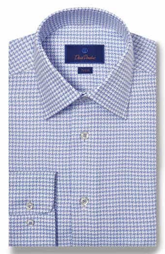 David Donahue Trim Fit Twill Texture Check Dress Shirt