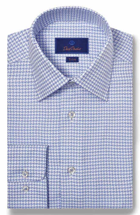 David Donahue Trim Fit Twill Texture Check Dress Shirt
