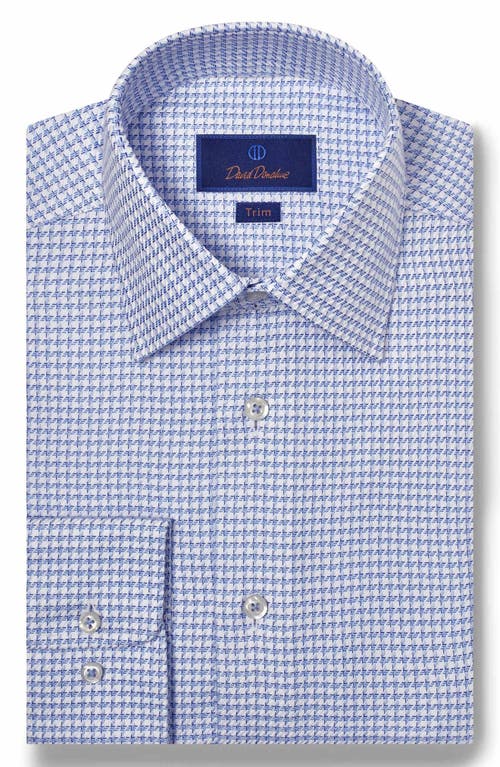 David Donahue Trim Fit Twill Texture Check Dress Shirt In Blue/sky