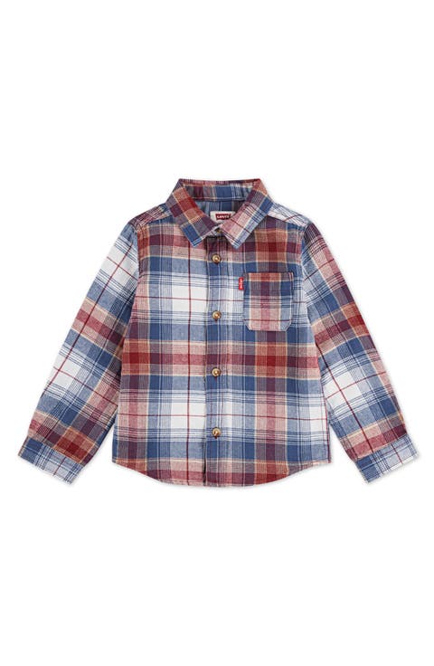 Kids' Plaid Brushed Twill Button-Up Shirt