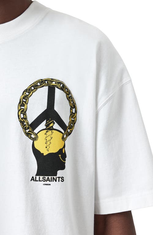 Allsaints Oversized Screwed Logo Graphic Tee In White