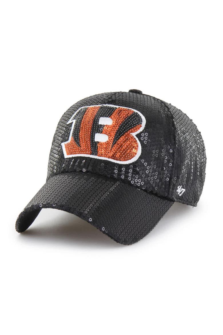 Women's '47  Black Cincinnati Bengals Dazzle Clean Up Adjustable Hat, Main, color, Black