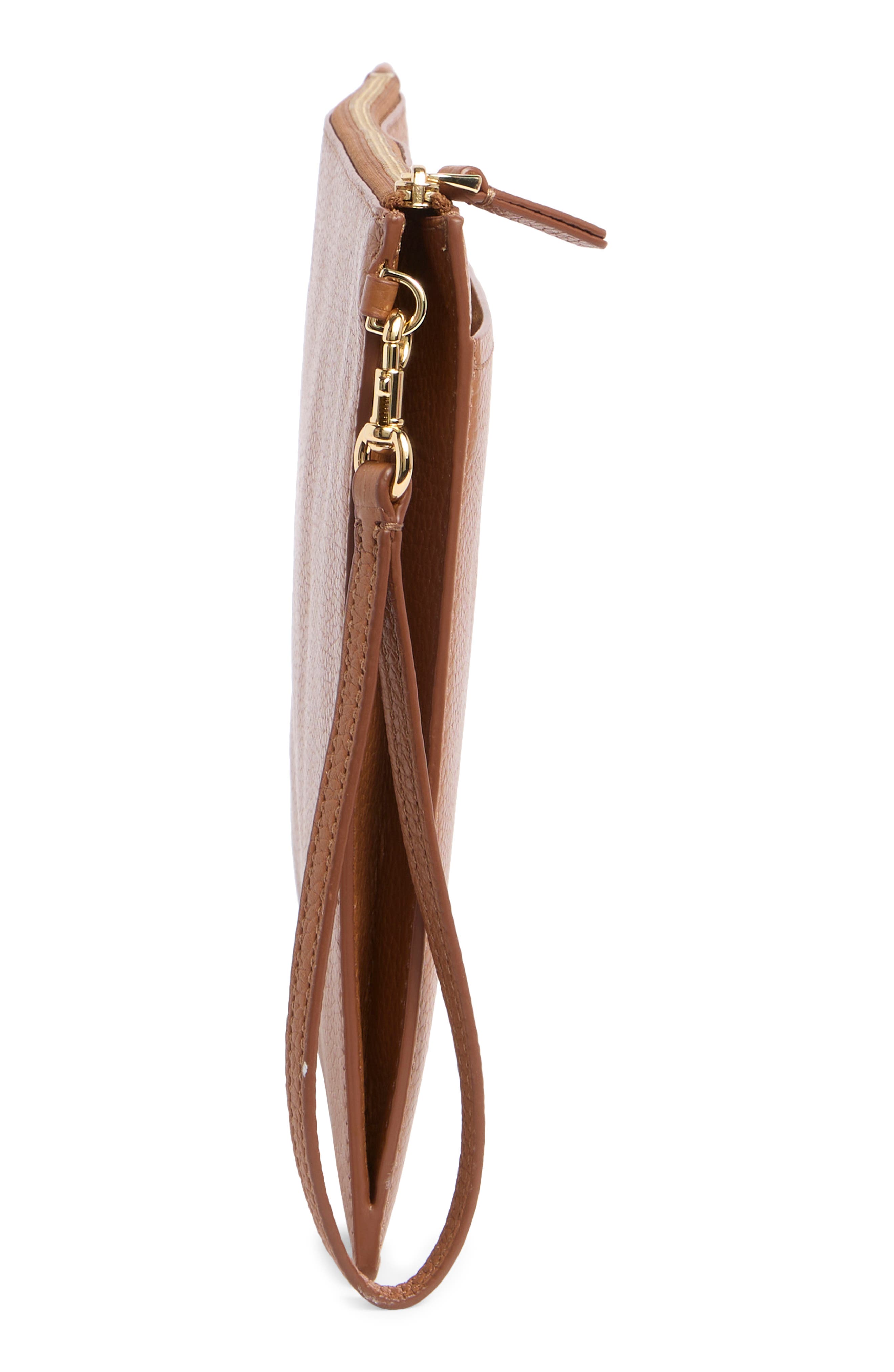 The Large Leather Wristlet, Alternate, color, ARGAN OIL