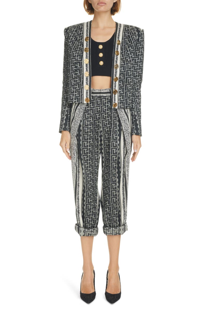 Balmain 3-Button Crop Sleeveless Sweater, Alternate, color, 