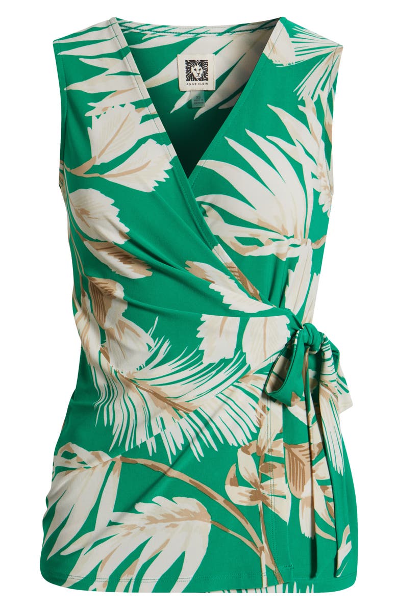 Anne Klein Tropical Print Faux Wrap Top, Alternate, color, 