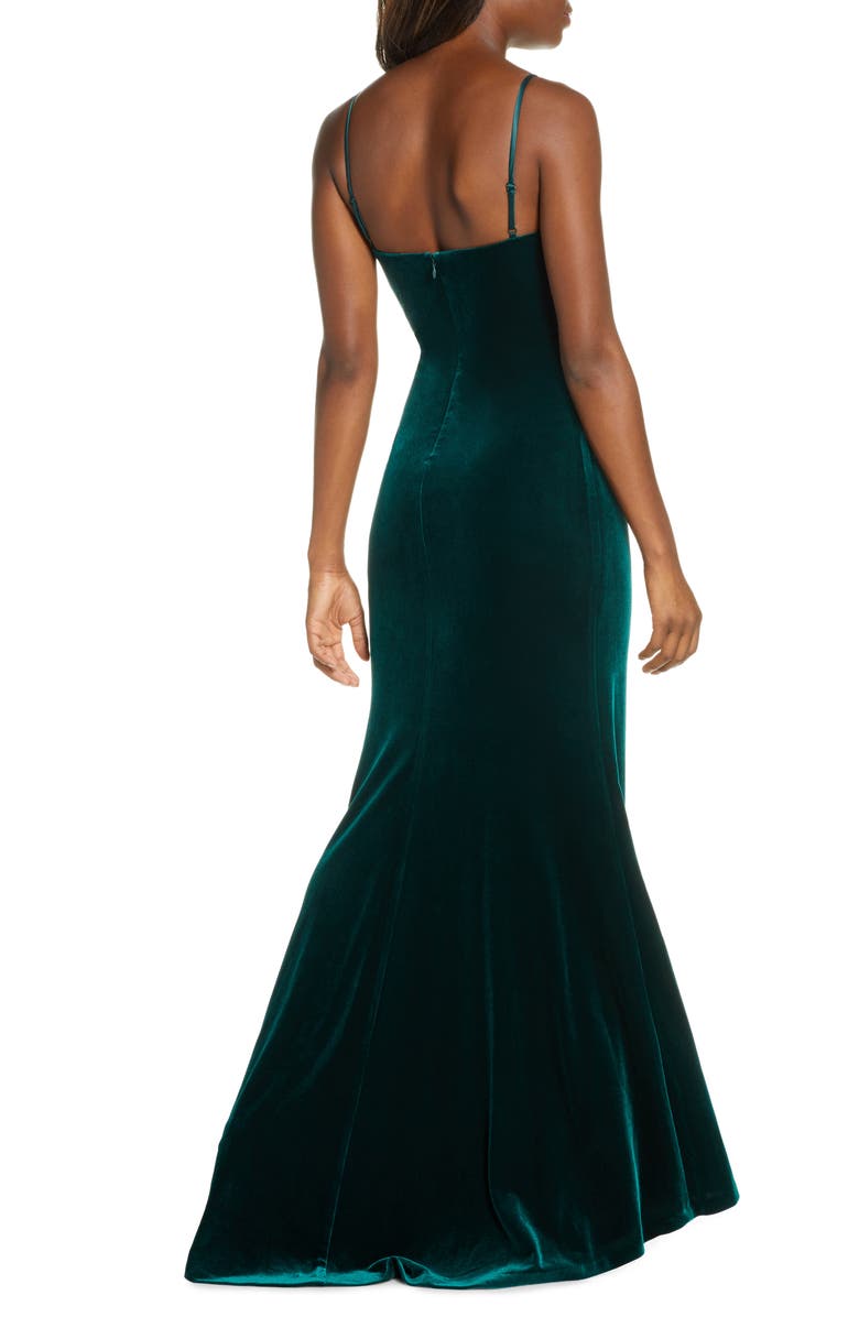 Vince Camuto Ruched Side Slit Velvet Evening Gown, Alternate, color,