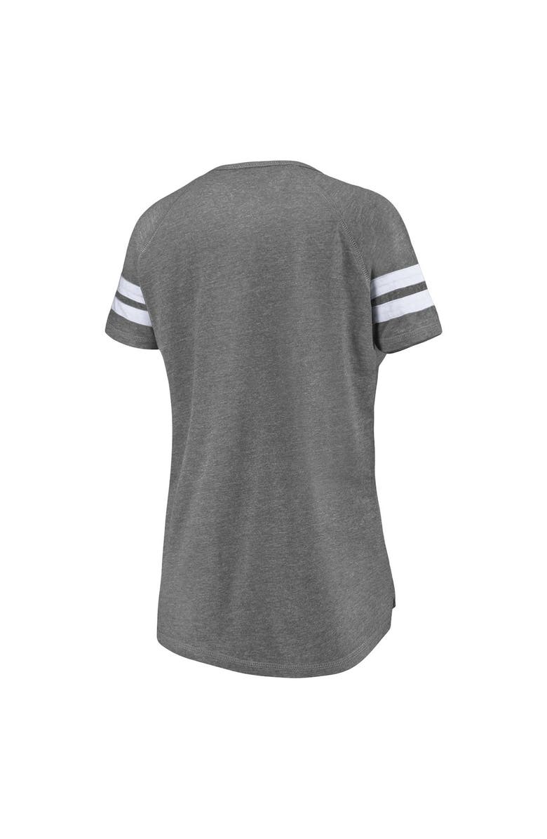 FANATICS Women's Fanatics Branded Heathered Charcoal Los Angeles Rams Super Bowl LVI Bound Fade Script Stripe Notch Neck T-Shirt, Alternate, color, 