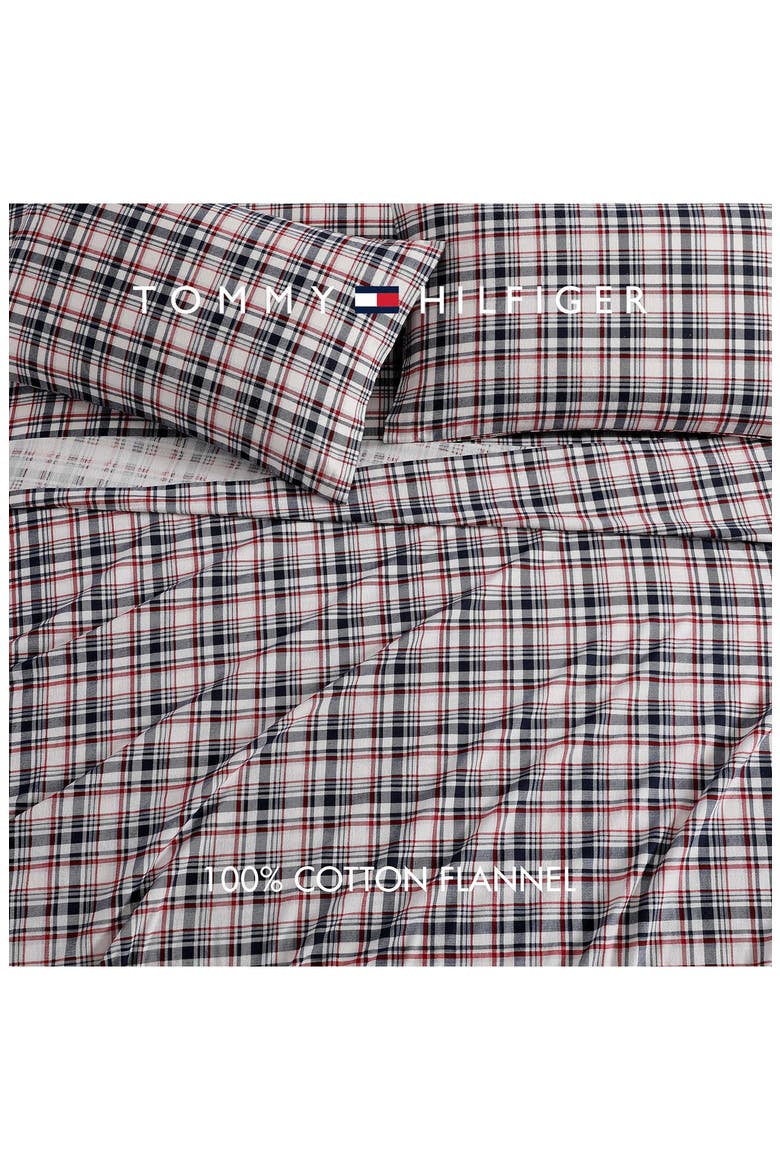 Glenbrook Plaid Cotton Flannel Sheet Set, Alternate, color, NAVY BLUE/ GARNET RED