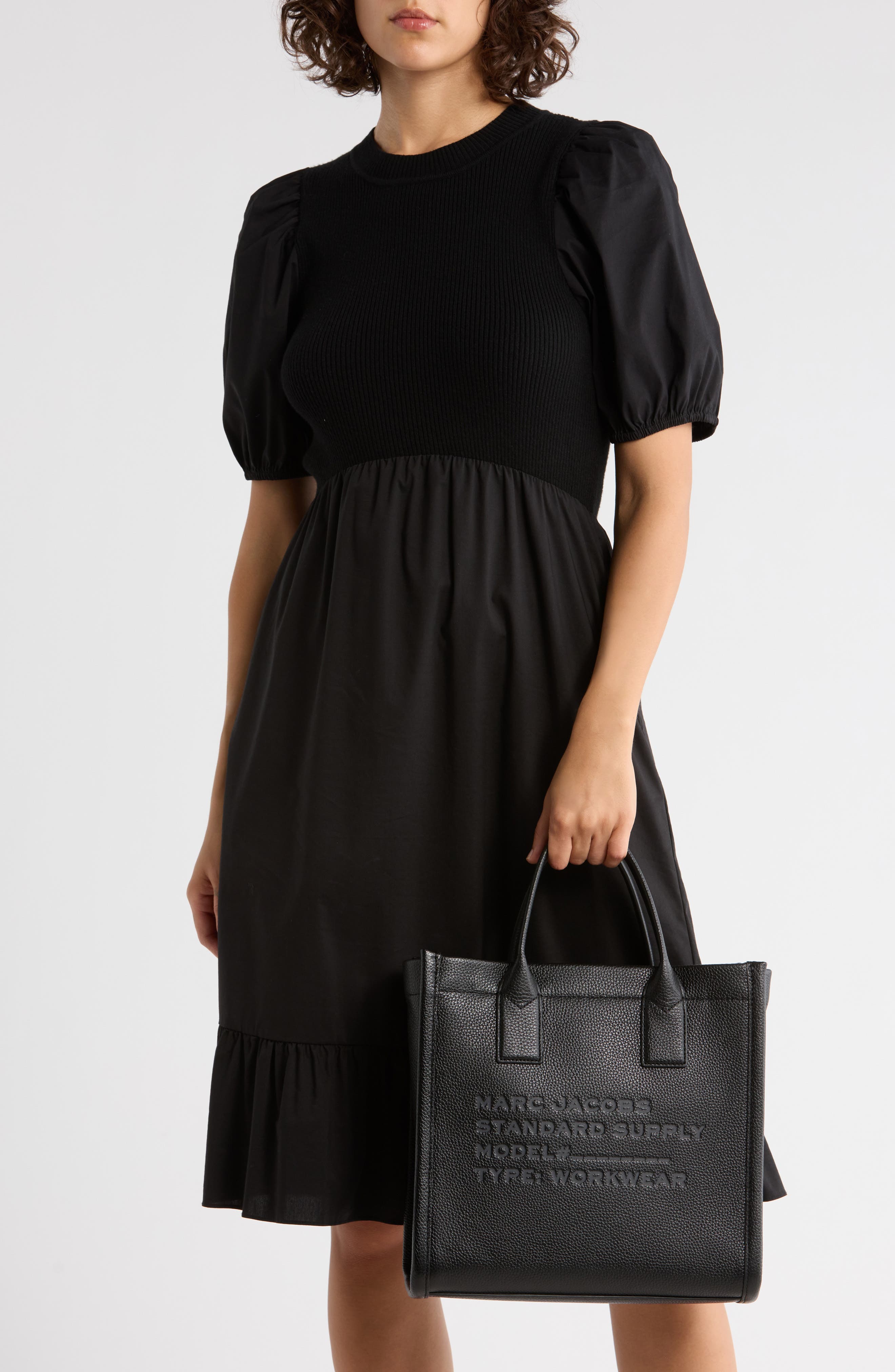 Marc Jacobs Medium Leather Standard Supply Tote, Alternate, color, Black