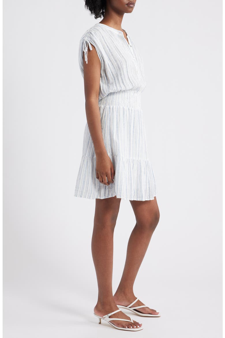 Samina Stripe Smocked Linen Blend Dress, Alternate, color, SONOMA STRIPE