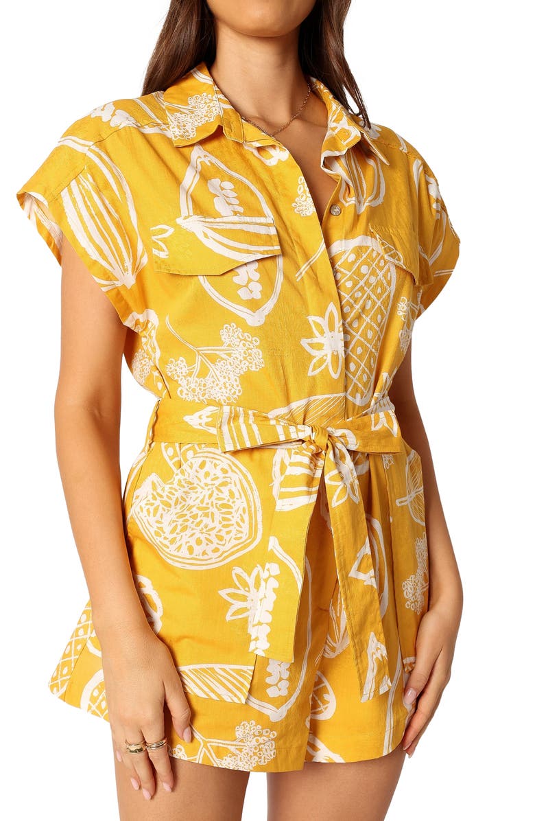 Petal & Pup Georgina Cotton & Linen Romper, Alternate, color, Yellow