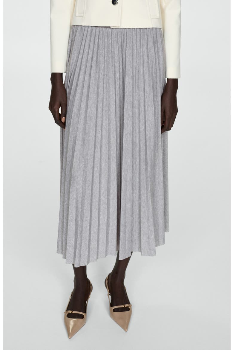 Pleated Maxi Skirt, Main, color, MEDIUM HEATHER GREY