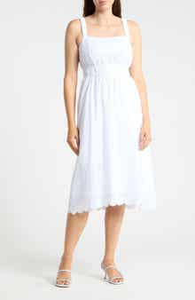 Embroidered Eyelet Cotton Midi Sundress