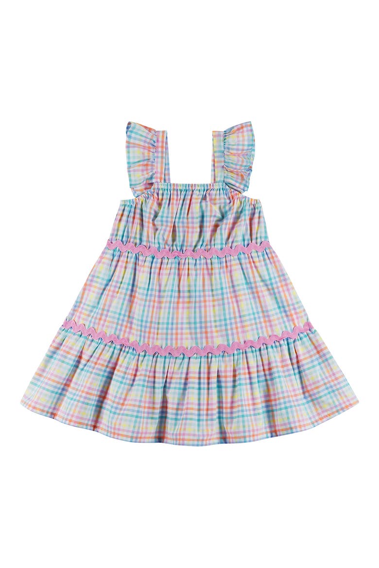 Kids' Plaid Tiered Dress, Main, color, WHA -WHITE PLAID