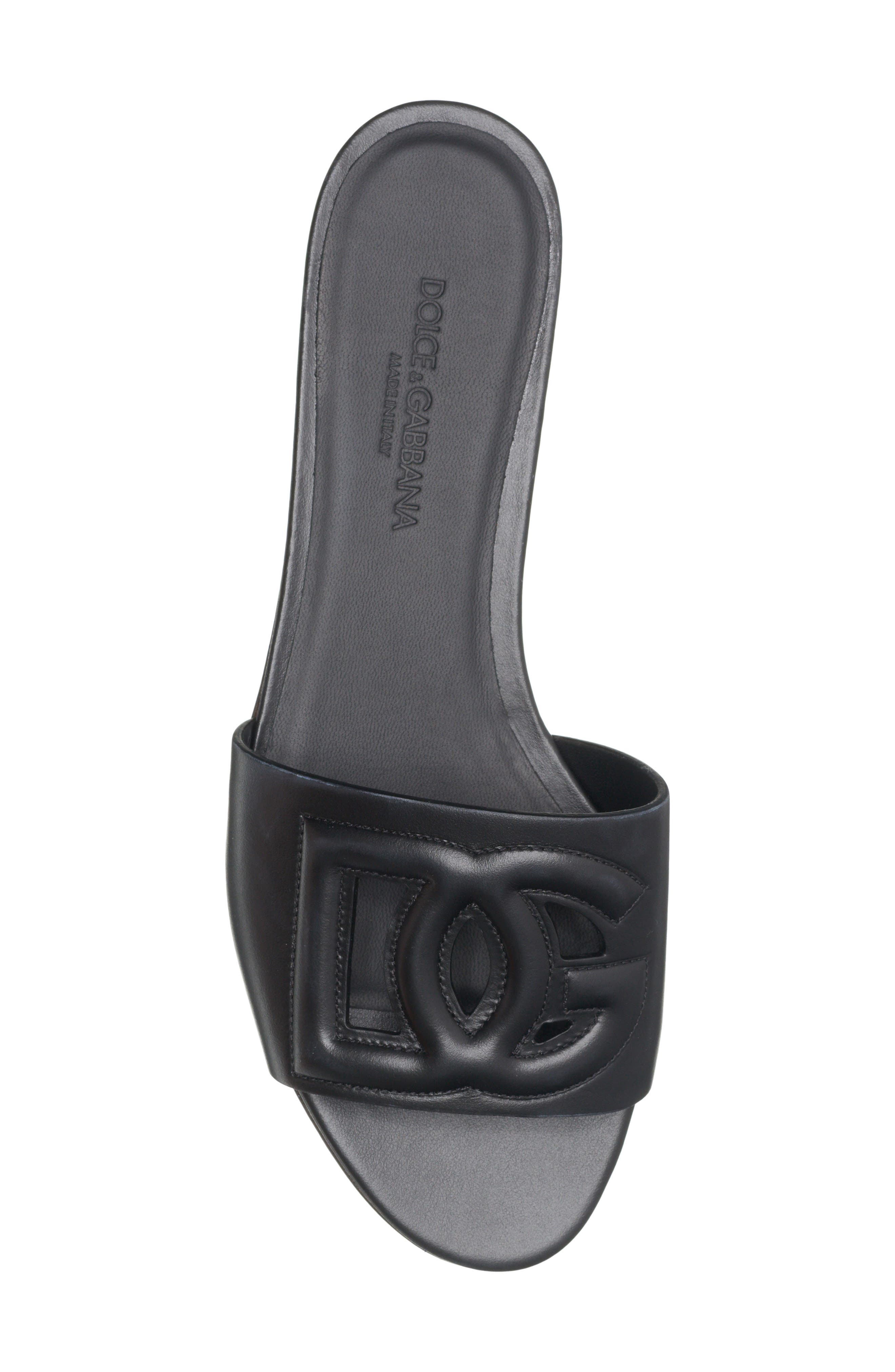 Dolce&Gabbana Bianca Interlock Slide Sandal, Alternate, color, Black