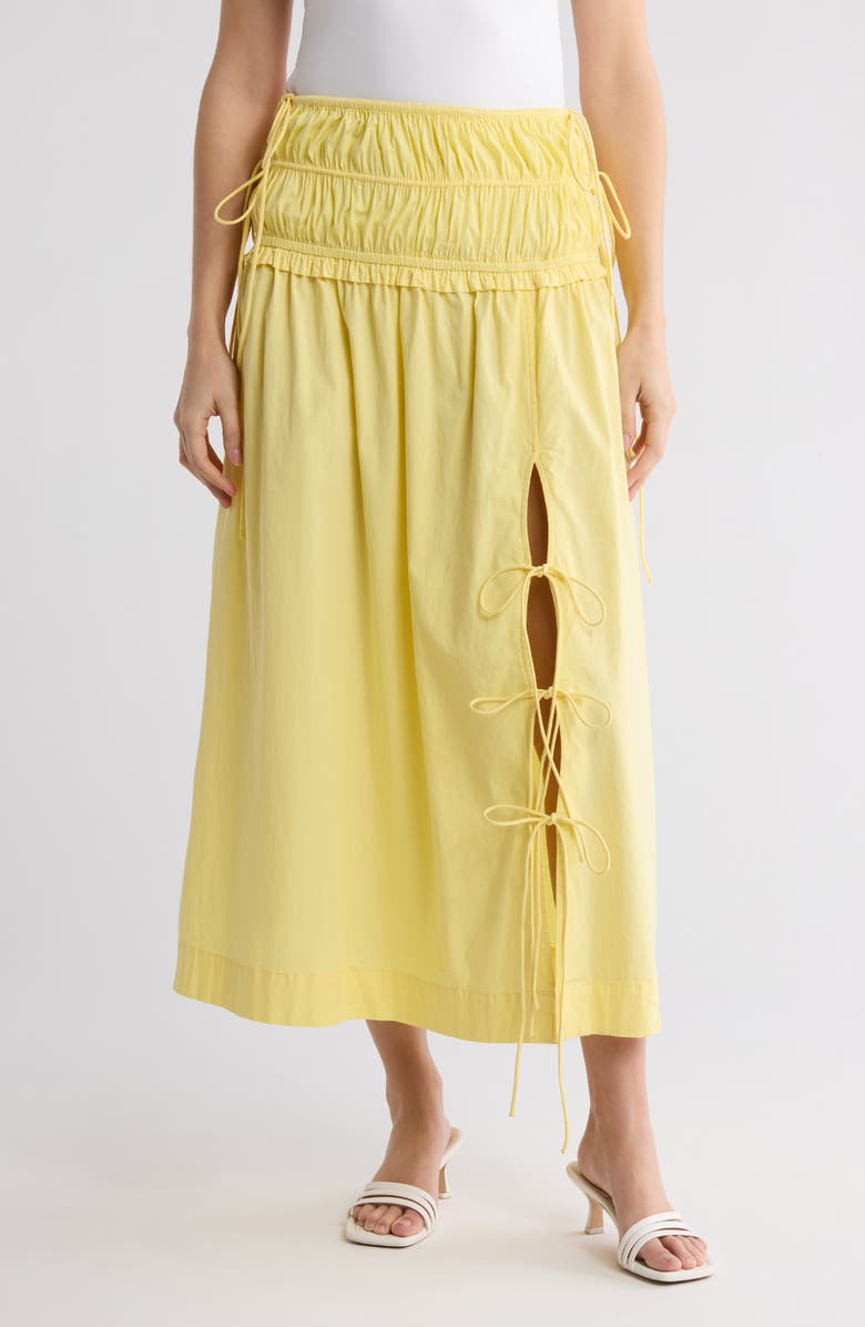 Damson Madder Organic Cotton Midi Skirt, Main, color, Yellow