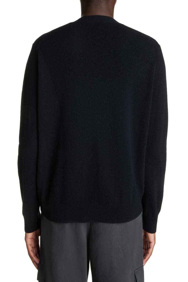 Face Logo Wool Cardigan, Alternate, color, BLACK