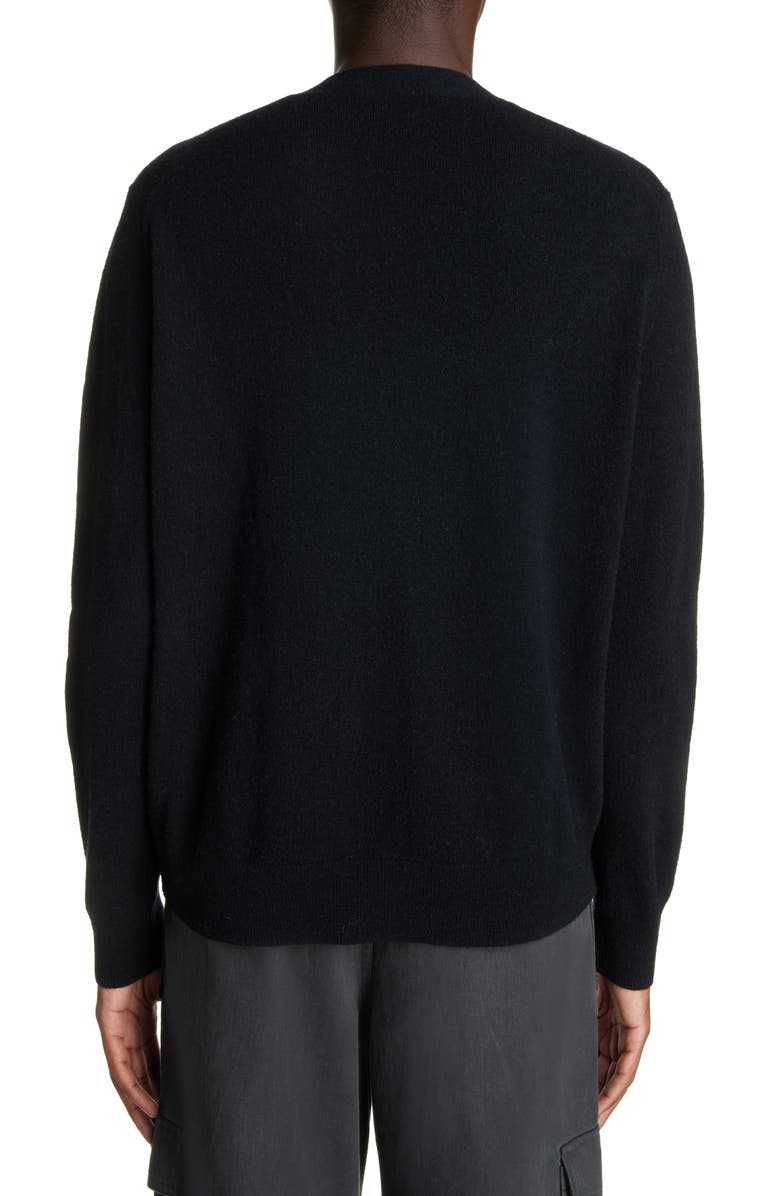 Acne Studios Face Logo Wool Cardigan, Alternate, color, 