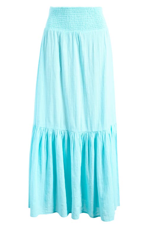 Billabong In The Palms Tiered Cotton Maxi Skirt In Blue